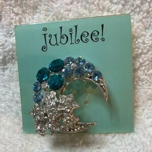 Jubilee Moon and Star Jewel Encrusted Pin